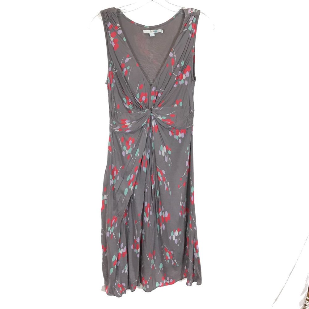 Womens Size 6 Boden Gray Knot Detail Jersey Printed Midi Dress